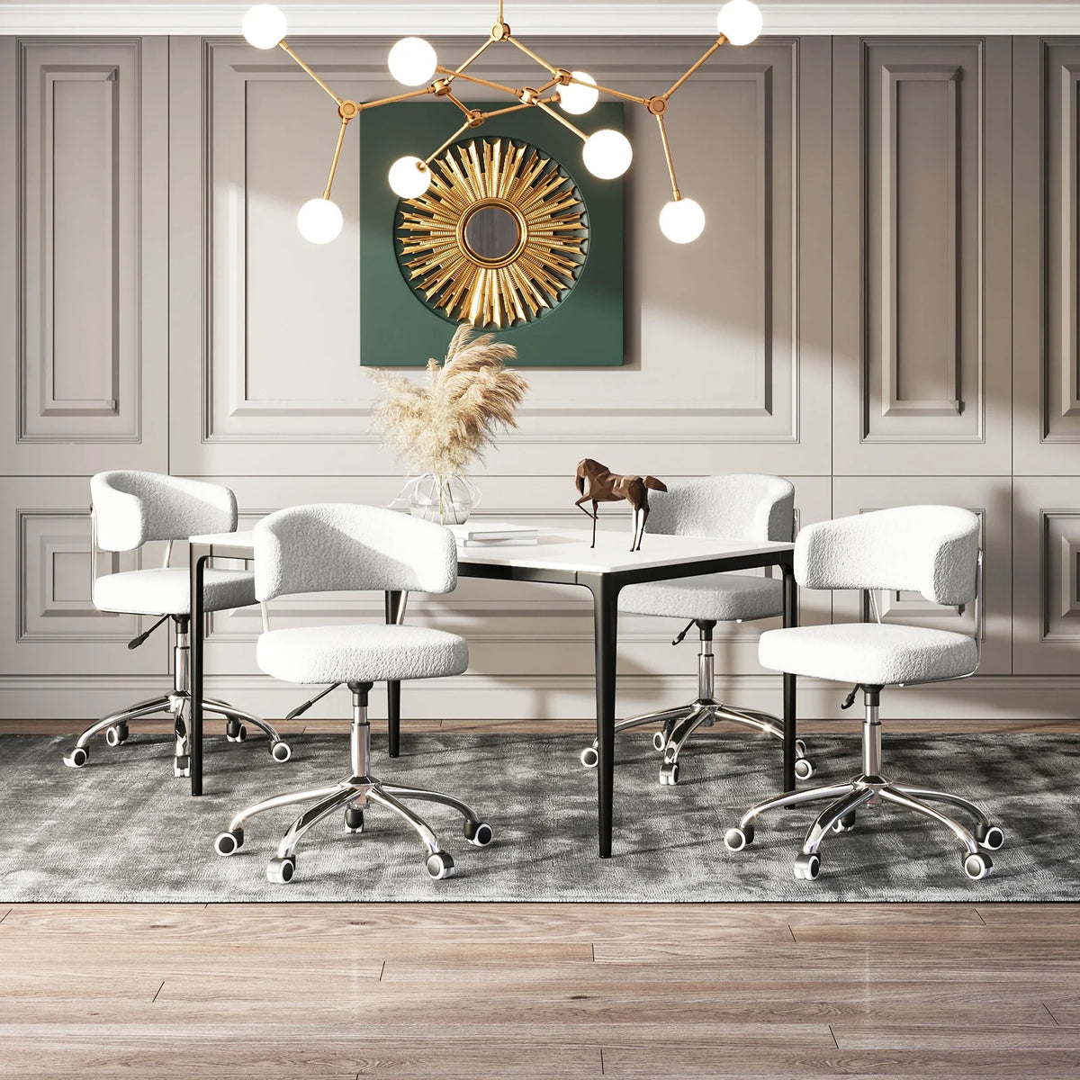 Modern Armless Swivel Desk Chair Height Adjustable Ergonomic Vanity Office Seat