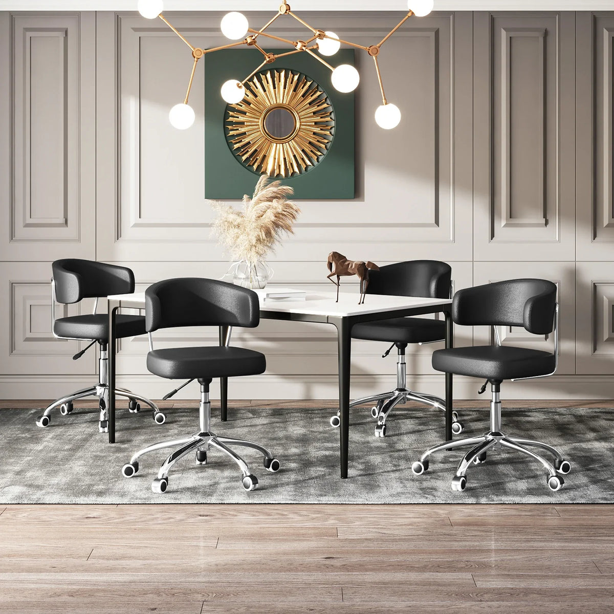 Modern Armless Swivel Desk Chair Height Adjustable Ergonomic Vanity Office Seat