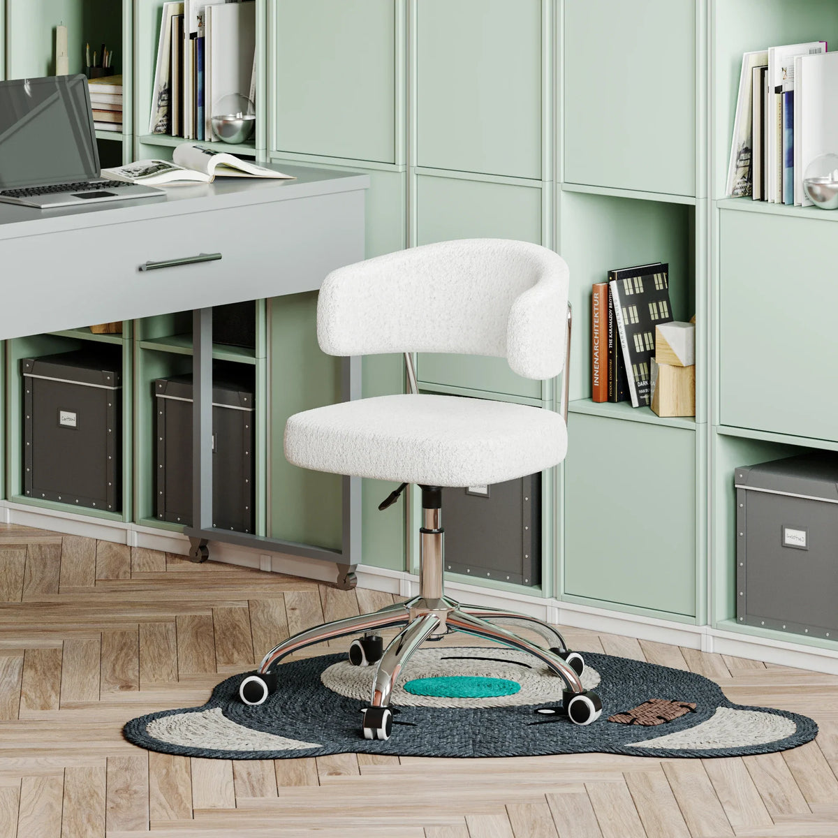 Modern Armless Swivel Desk Chair Height Adjustable Ergonomic Vanity Office Seat