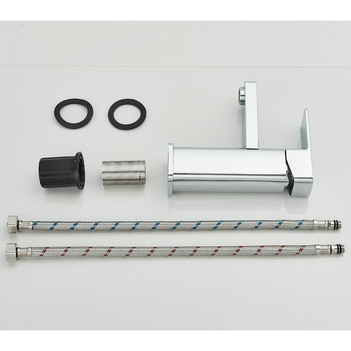 Modern Chrome Basin Mixer Tap Single Lever Taps Bathroom Sink Faucet With Hoses