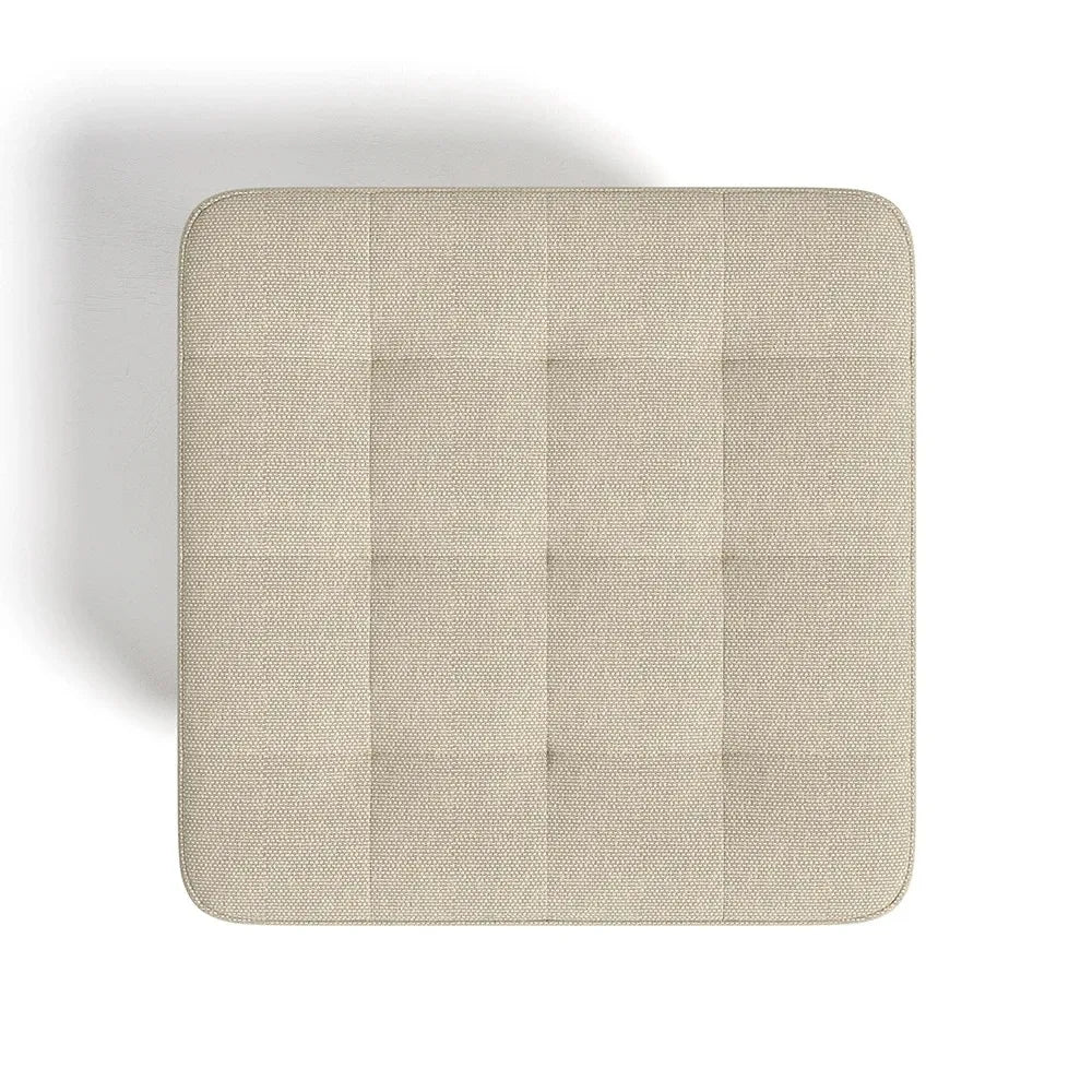 Modern Linen Fabric Padded Footstool, Multifunctional Wooden Leg Stool Ottoman