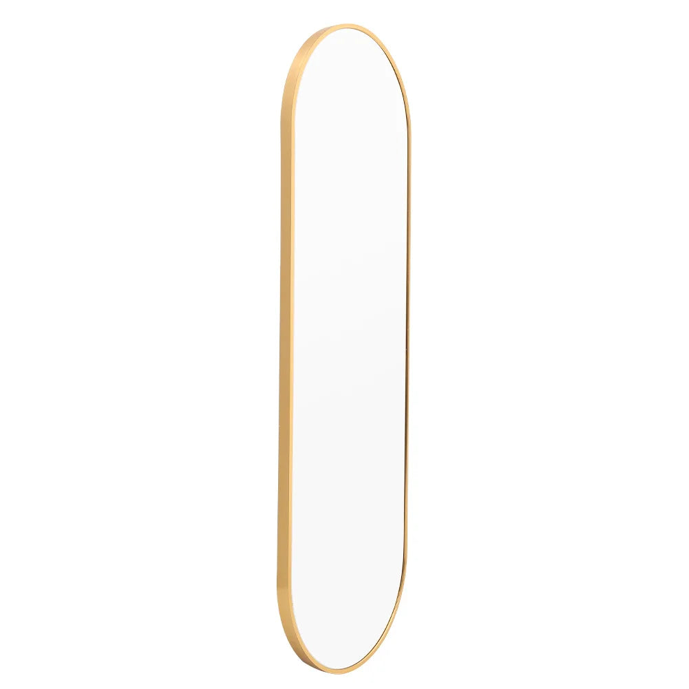 Modern Oval Full Length Wall Mirror Gold Metal Frame - Bathroom Bedroom Hallway