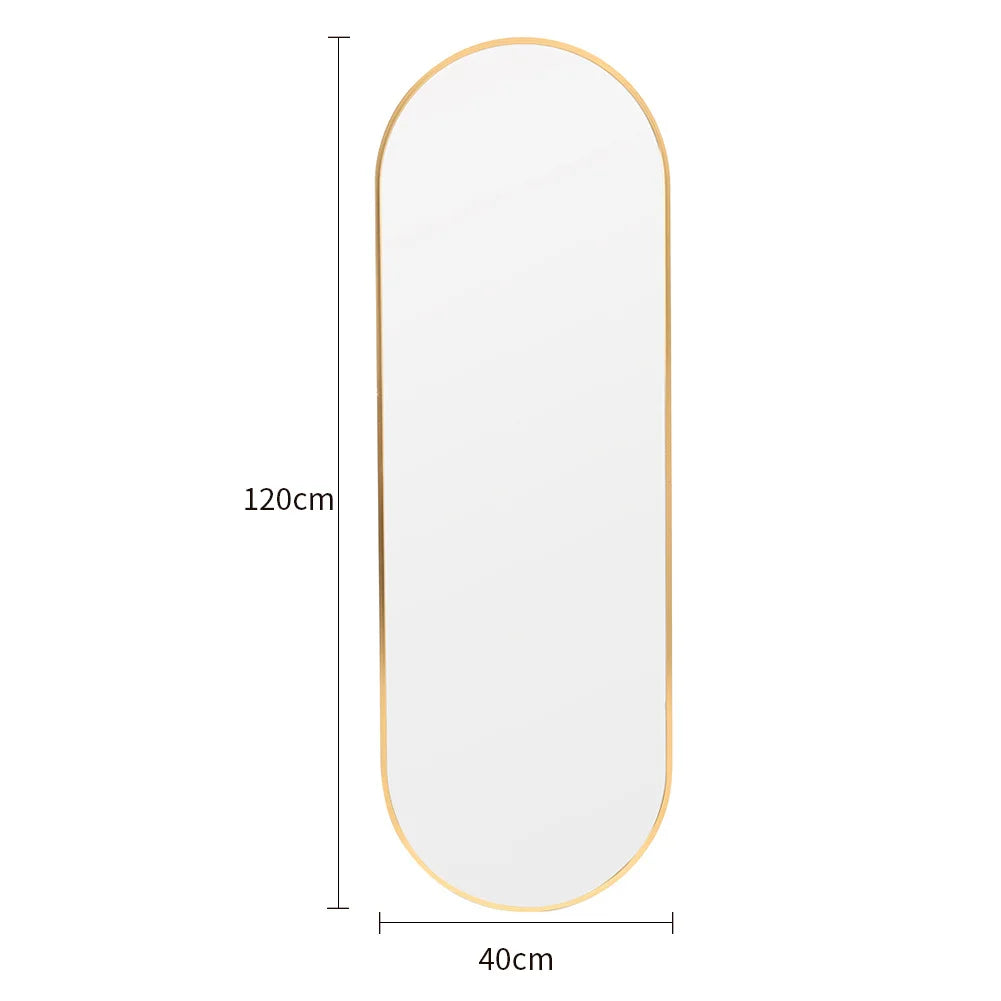 Modern Oval Full Length Wall Mirror Gold Metal Frame - Bathroom Bedroom Hallway