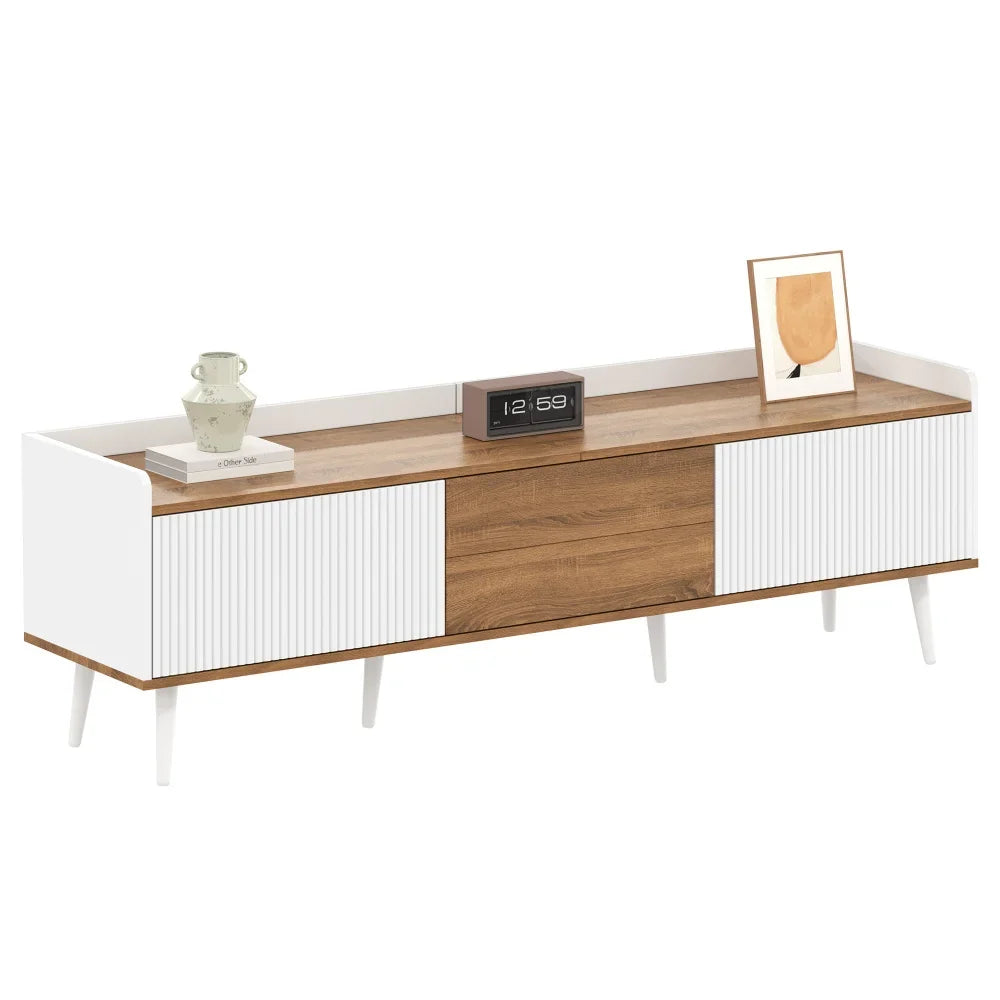 Modern TV Stand White Wood Cabinet 3 Door Storage Unit Living Room Large 160cm