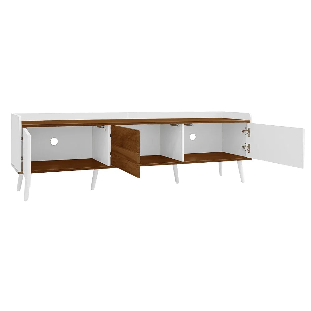 Modern TV Stand White Wood Cabinet 3 Door Storage Unit Living Room Large 160cm