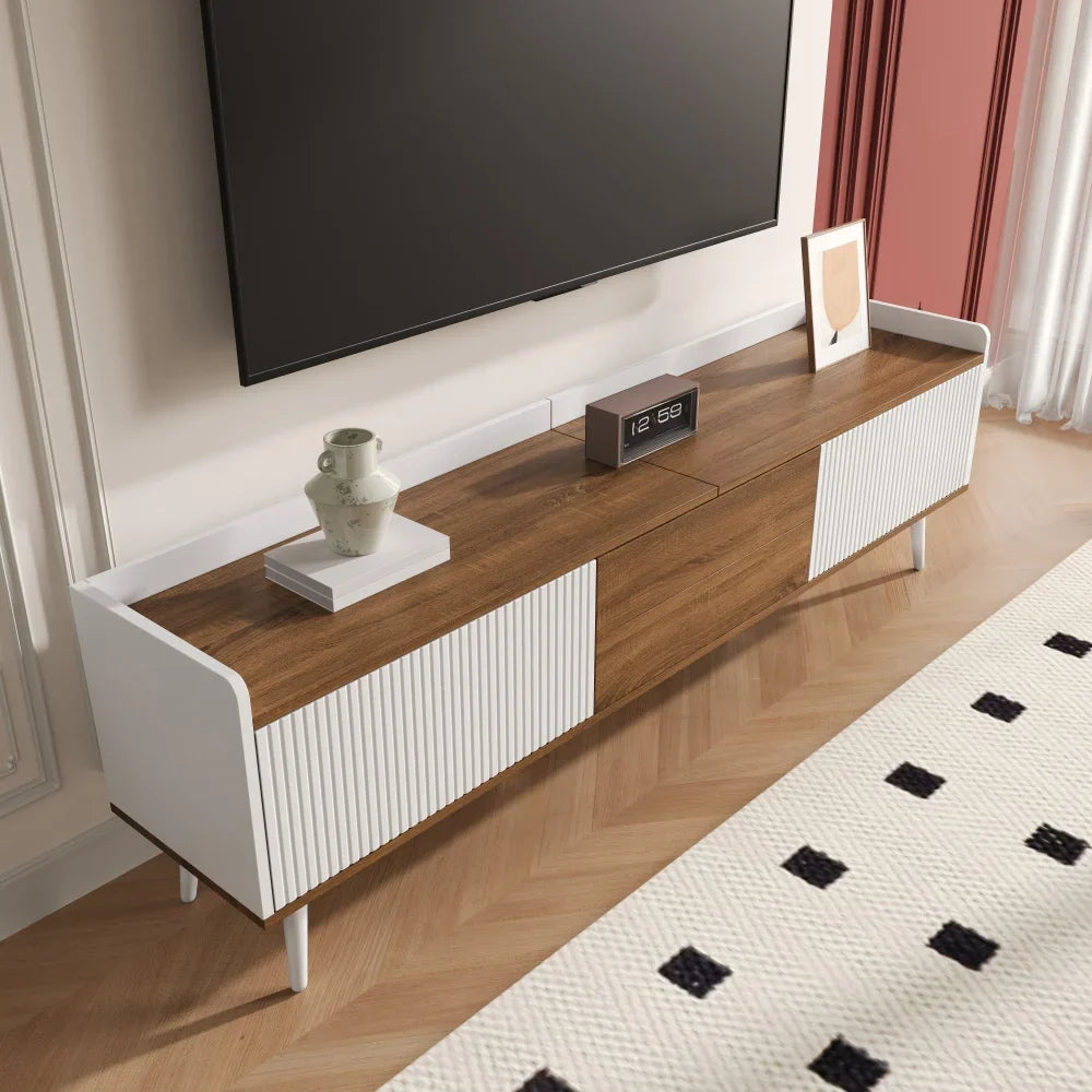 Modern TV Stand White Wood Cabinet 3 Door Storage Unit Living Room Large 160cm