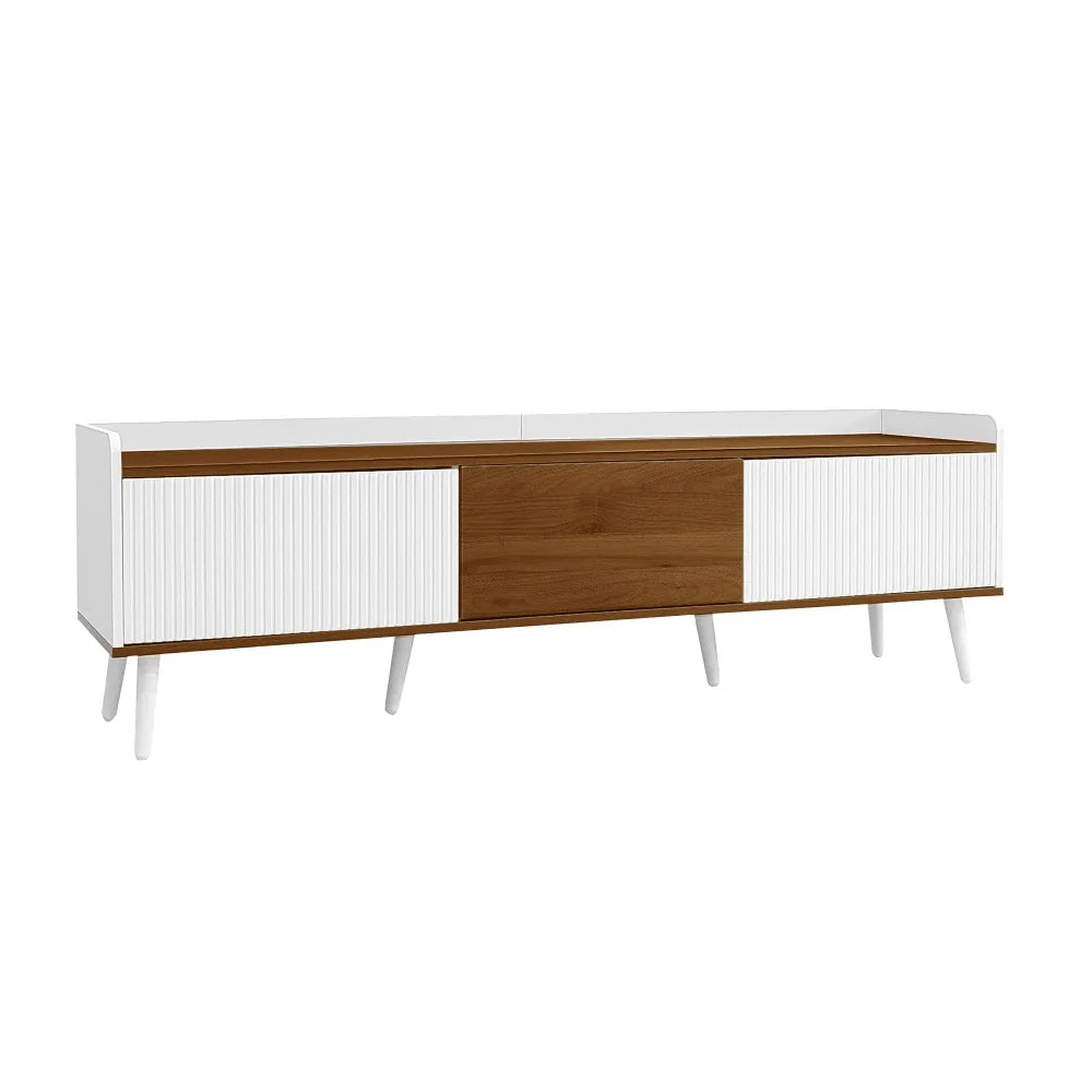 Modern TV Stand White Wood Cabinet 3 Door Storage Unit Living Room Large 160cm