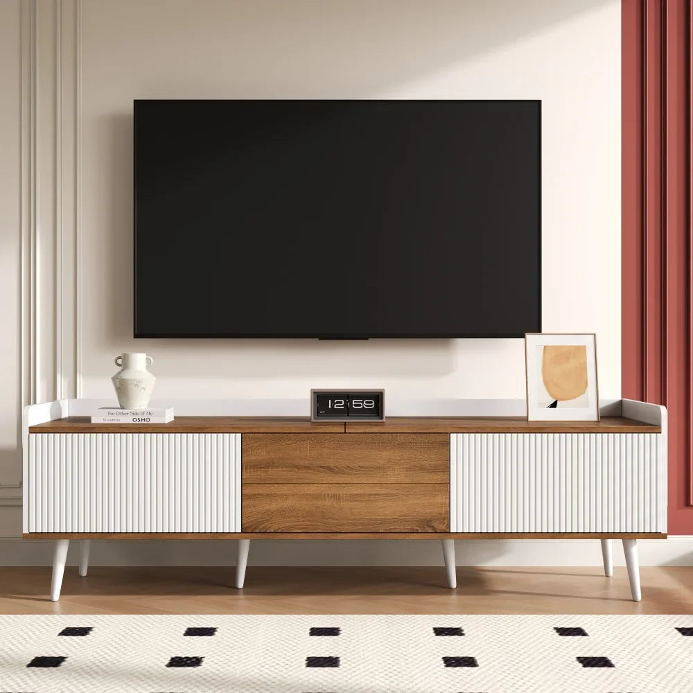 Modern TV Stand White Wood Cabinet 3 Door Storage Unit Living Room Large 160cm