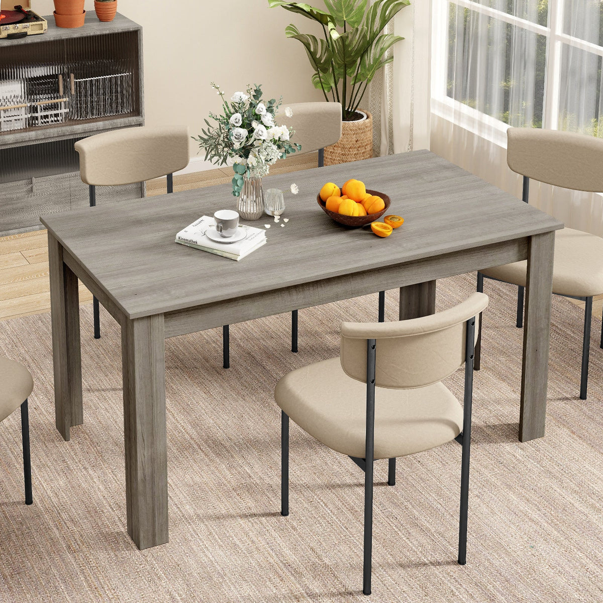 Modern Rectangular Kitchen Table for Breakfast Nook, Kitchen-Black