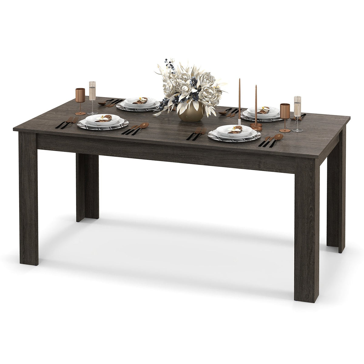 Modern Rectangular Kitchen Table for Breakfast Nook, Kitchen-Black