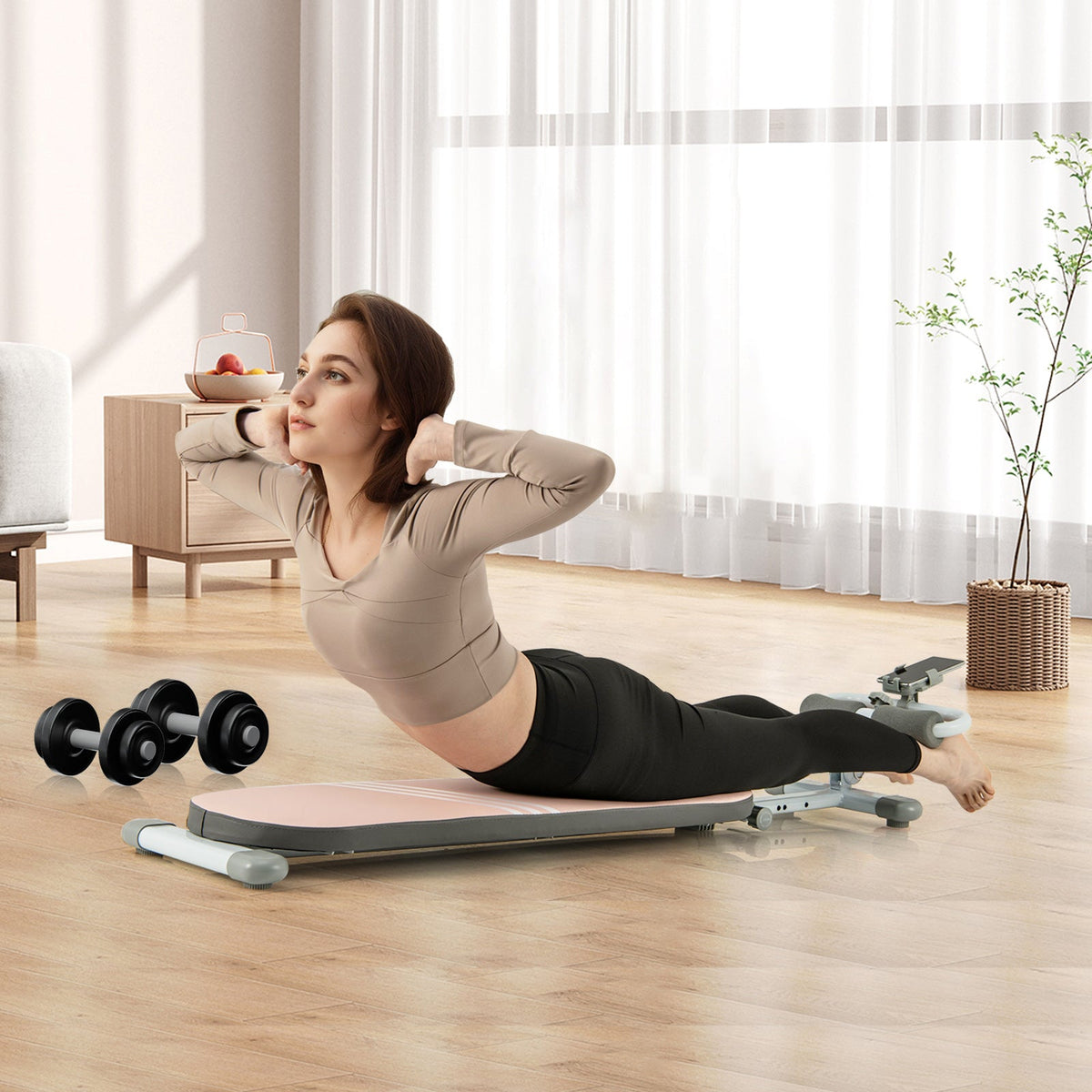 Multifunctional Sit Up Bench with 3 Gear Adjustable Angles and Length-Blue