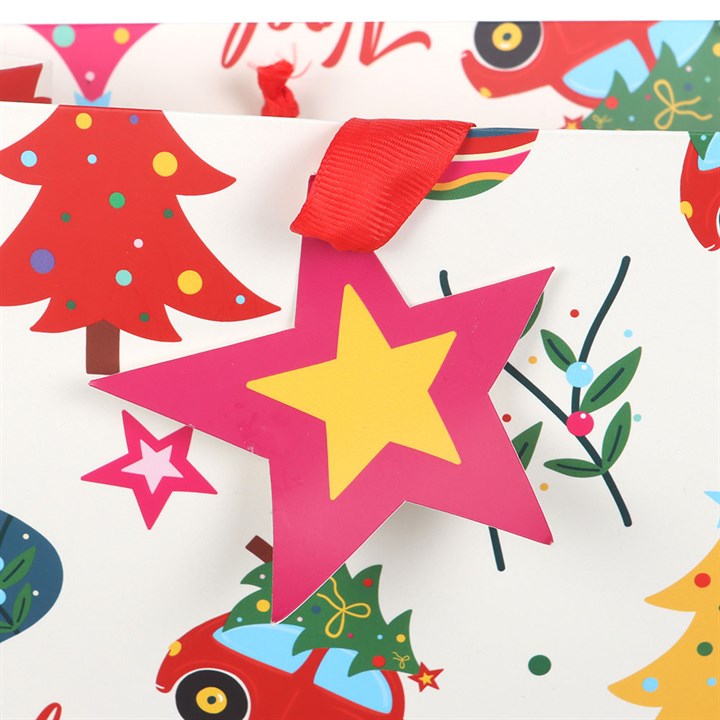 23cm Nostalgic Christmas Print Gift Bag