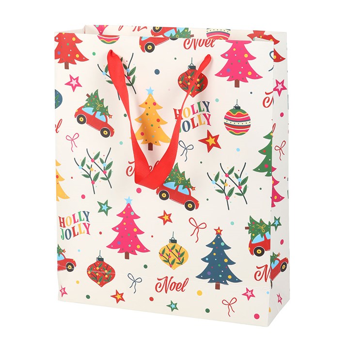23cm Nostalgic Christmas Print Gift Bag