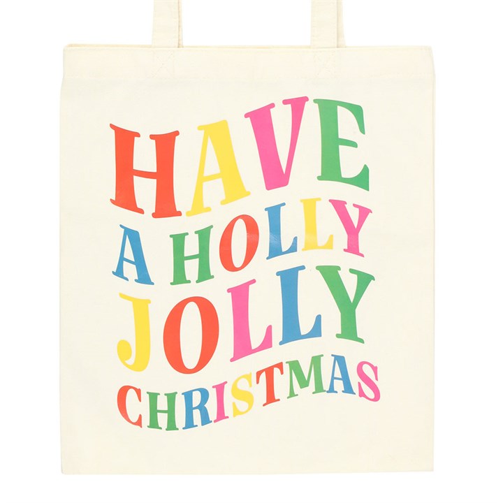 Holly Jolly Christmas Polyester Tote Bag
