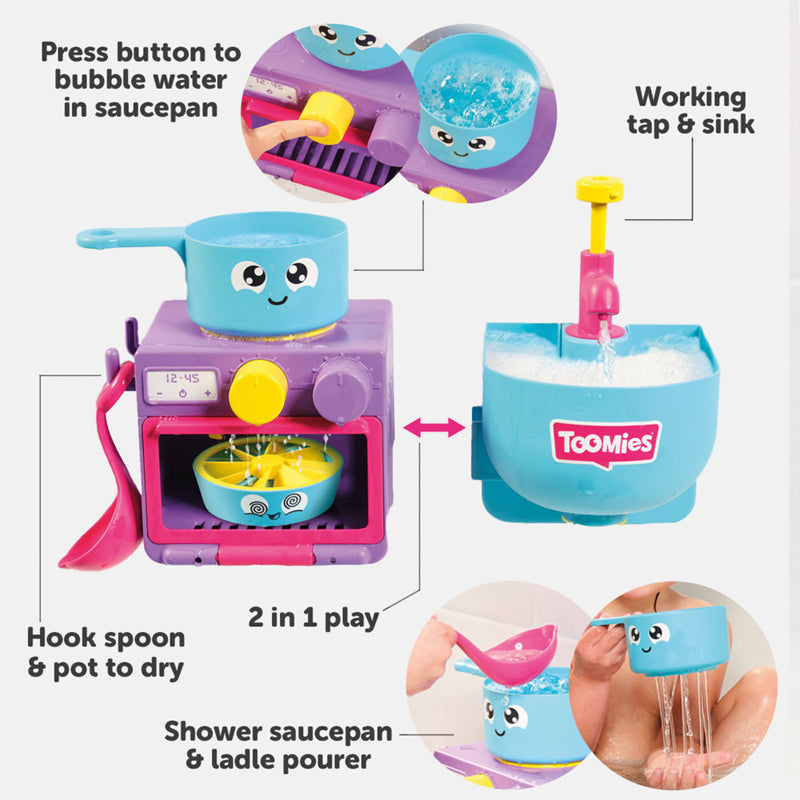 Tomy Toomies Bubble & Bake Bathtime Kitchen | Bath Toy for Toddlers 18m+