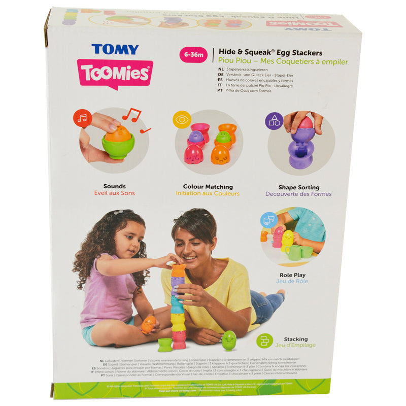 Tomy Toomies Hide & Squeak Egg Stackers | Baby Stacking Toy | Ages 6–36 Months