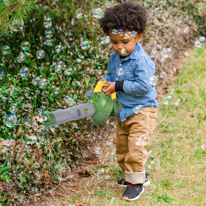Tomy John Deere Bubble Leaf Blower & Refill Can | Outdoor Toy for Kids 3+