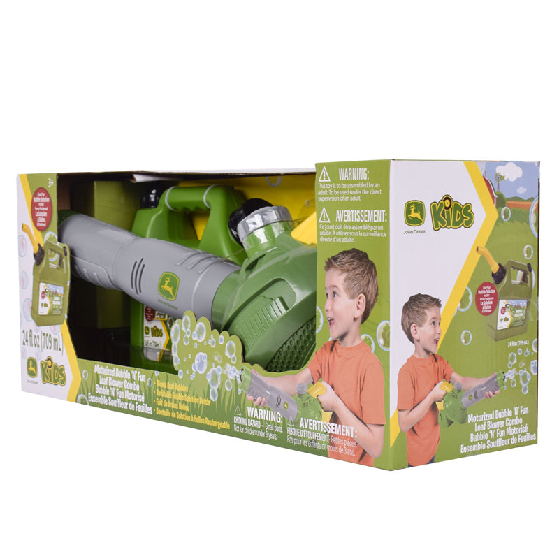 Tomy John Deere Bubble Leaf Blower & Refill Can | Outdoor Toy for Kids 3+