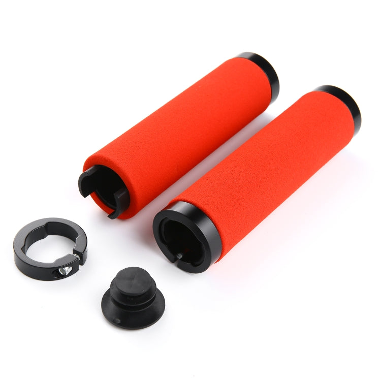 AG36 Alloy Lock-Ring Bicycle Handlebar Grips with Sponge – 1 Pair | Black & Red