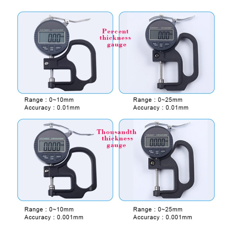 Digital Micrometer Thickness Gauge 0-10mm LCD Display