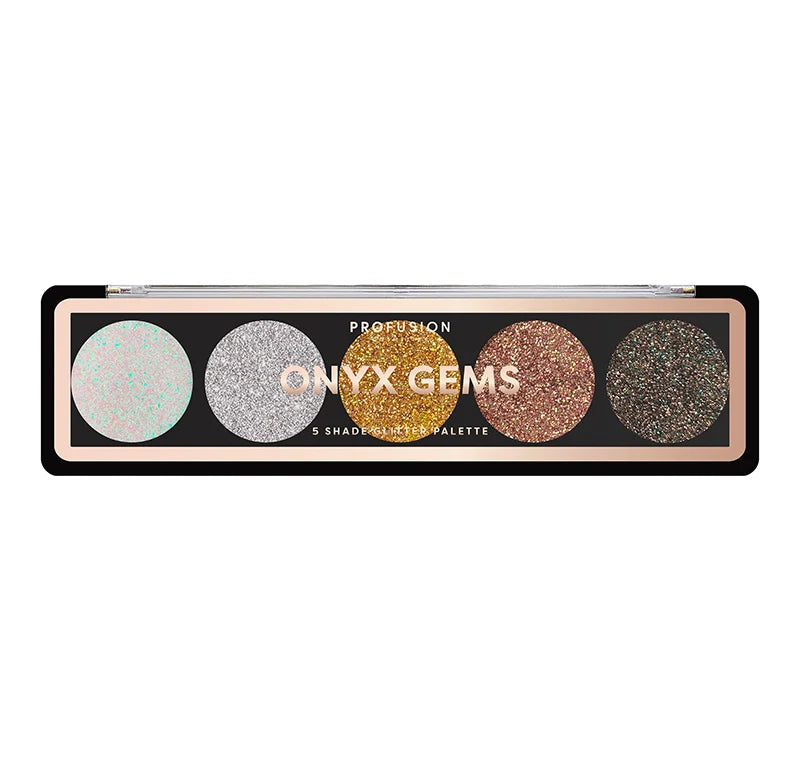 Glitter Gems 5-Shade Pressed Glitter Eyeshadow Palette | Vegan & Cruelty-Free