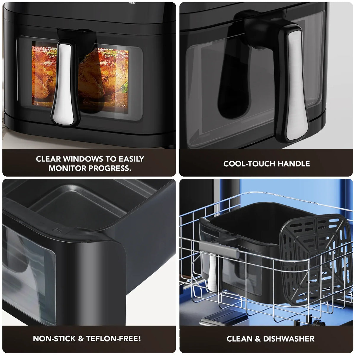 OYAJIA 10L Air Fryer with Window, Touch Controls & Non-Stick Basket 7 Functions