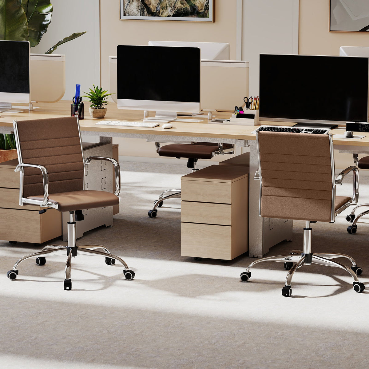 Height Adjustable Rolling High-Back Executive Chair for Home Office-Black