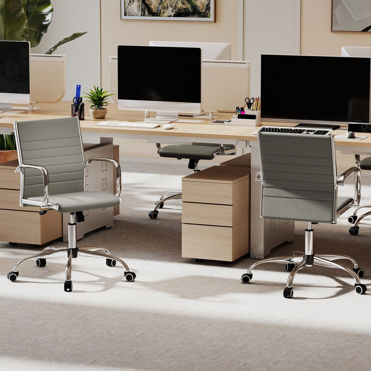 Height Adjustable Rolling High-Back Executive Chair for Home Office-Black