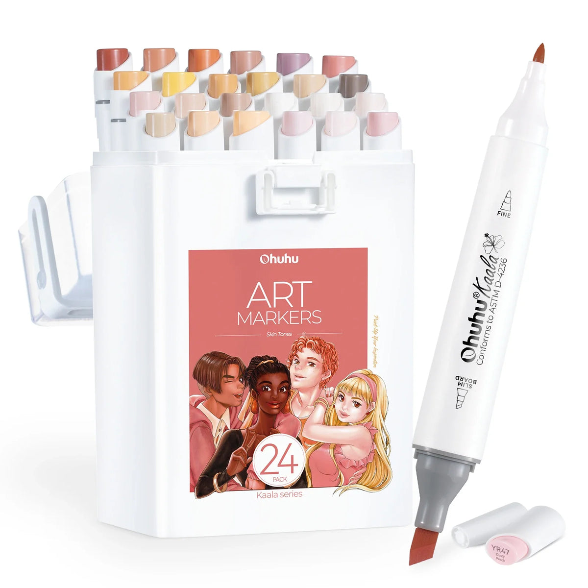 Ohuhu Kaala Alcohol Art Marker Set Up To 106 Markers - Dual Tip Refillable Colour for Drawing, Sketching, Manga