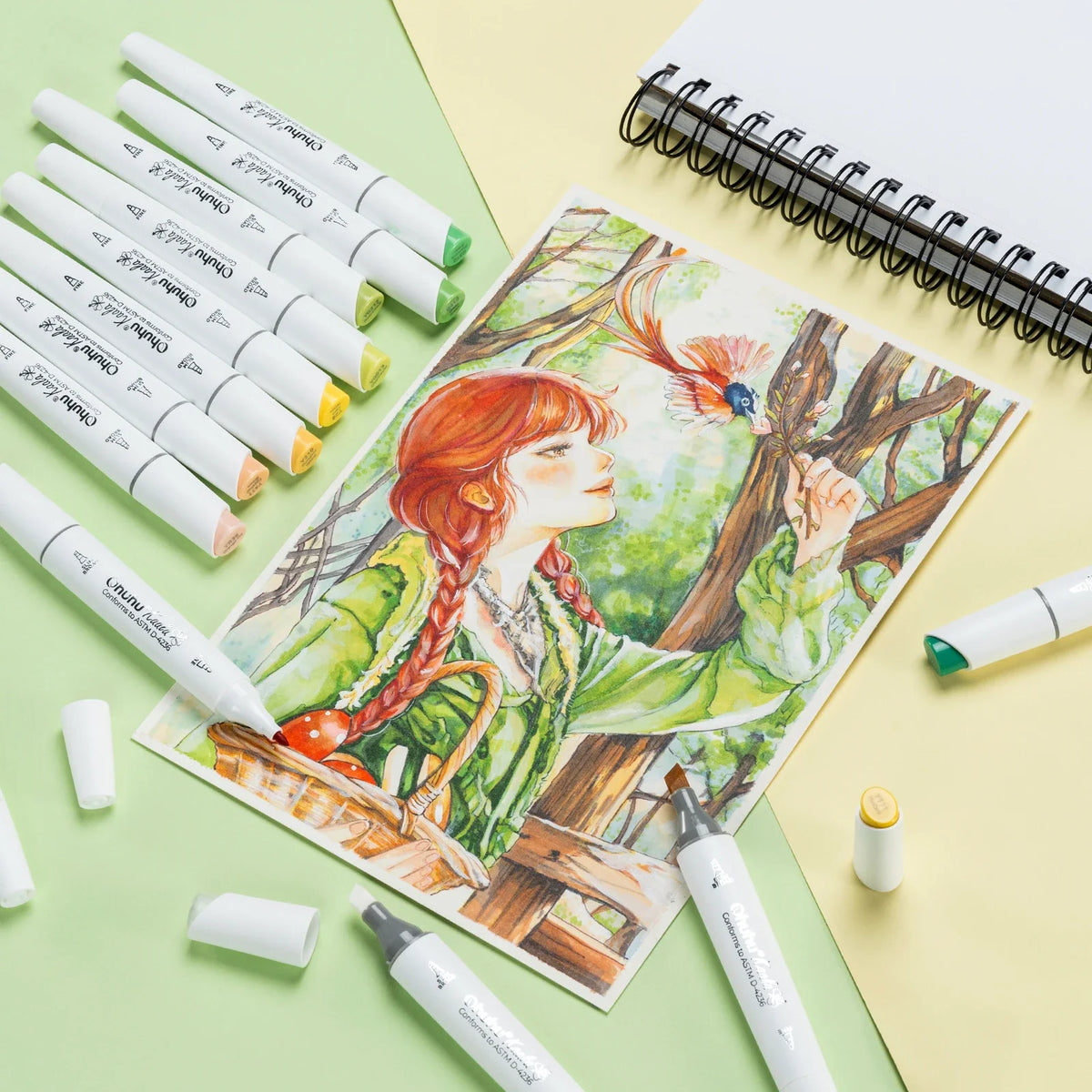 Ohuhu Kaala Alcohol Art Marker Set Up To 106 Markers - Dual Tip Refillable Colour for Drawing, Sketching, Manga