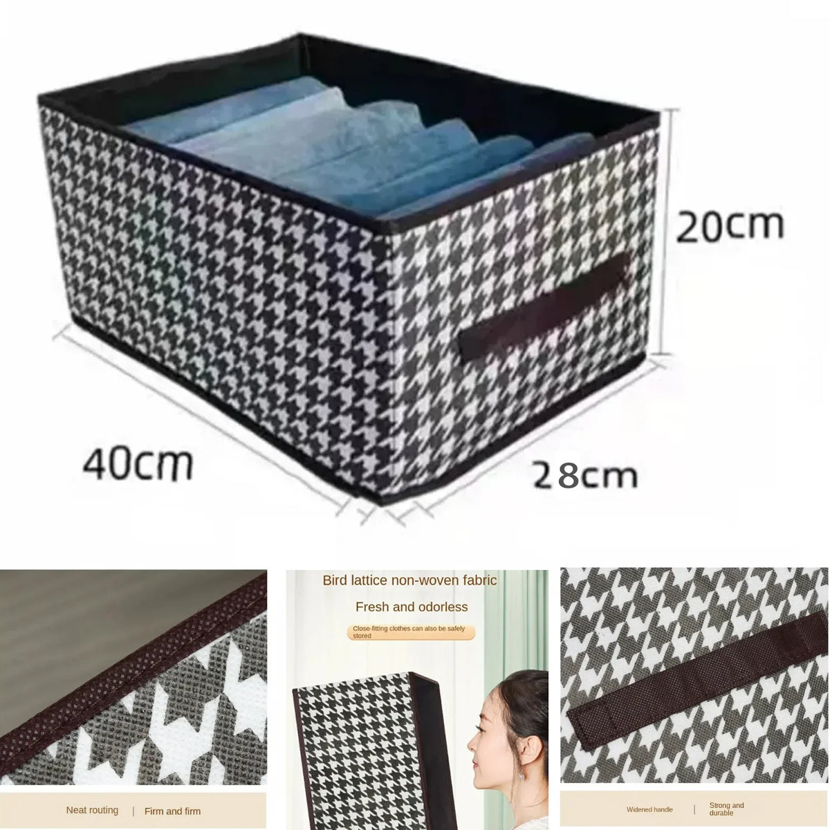Foldable Open Top Linen Storage Box Wardrobe Clothes Home Organiser with Handles