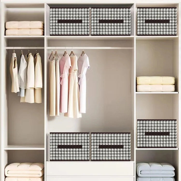 Foldable Open Top Linen Storage Box Wardrobe Clothes Home Organiser with Handles