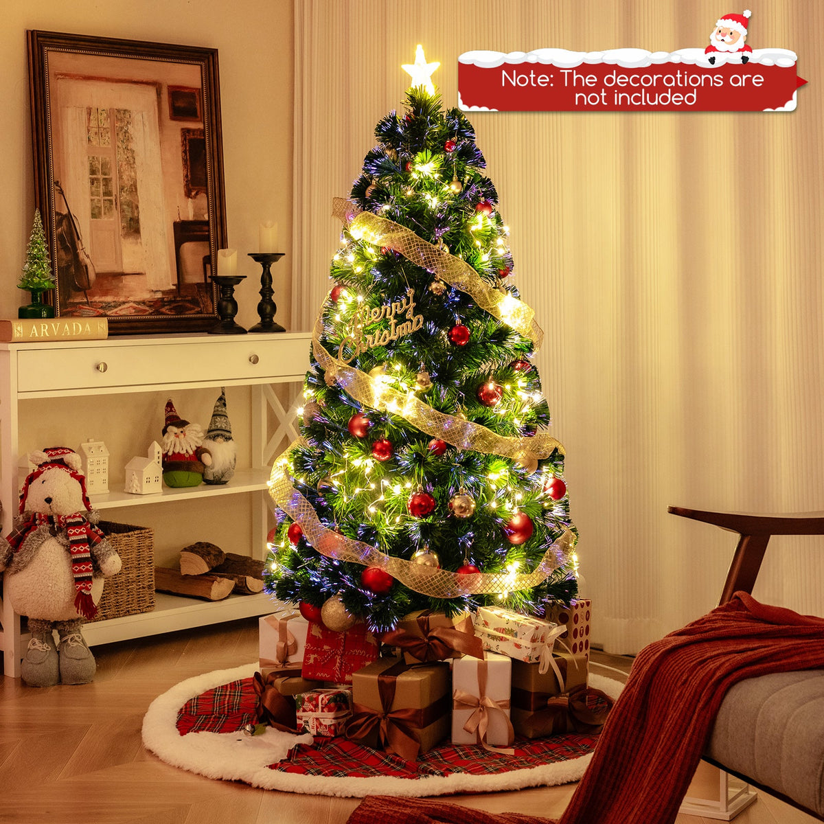 Optical Fiber Christmas Tree Pre-Lit Artificial Xmas Tree-1.2M