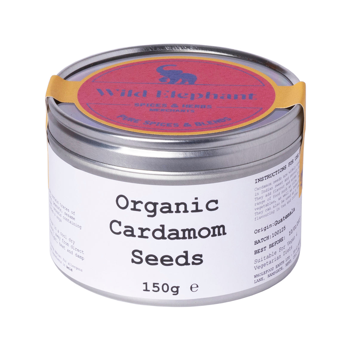 Semillas de cardamomo orgánicas - Wild Elephant - 150g