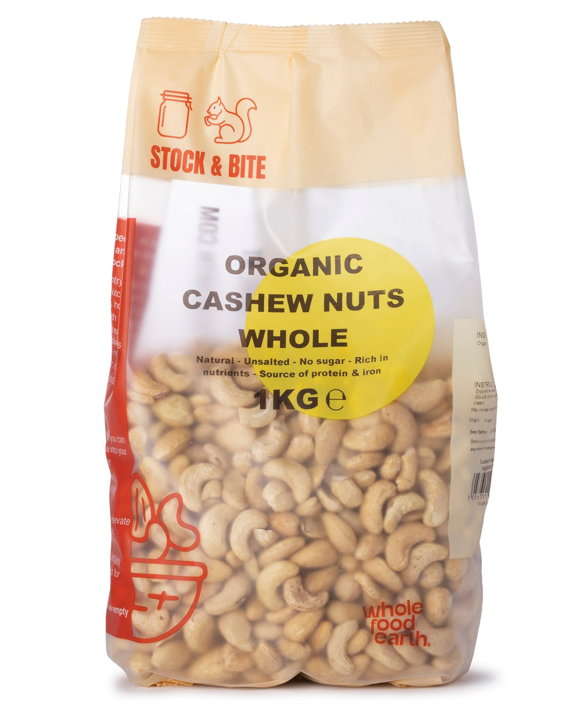 Anacardos ecológicos enteros - Stock & Bite - 1kg