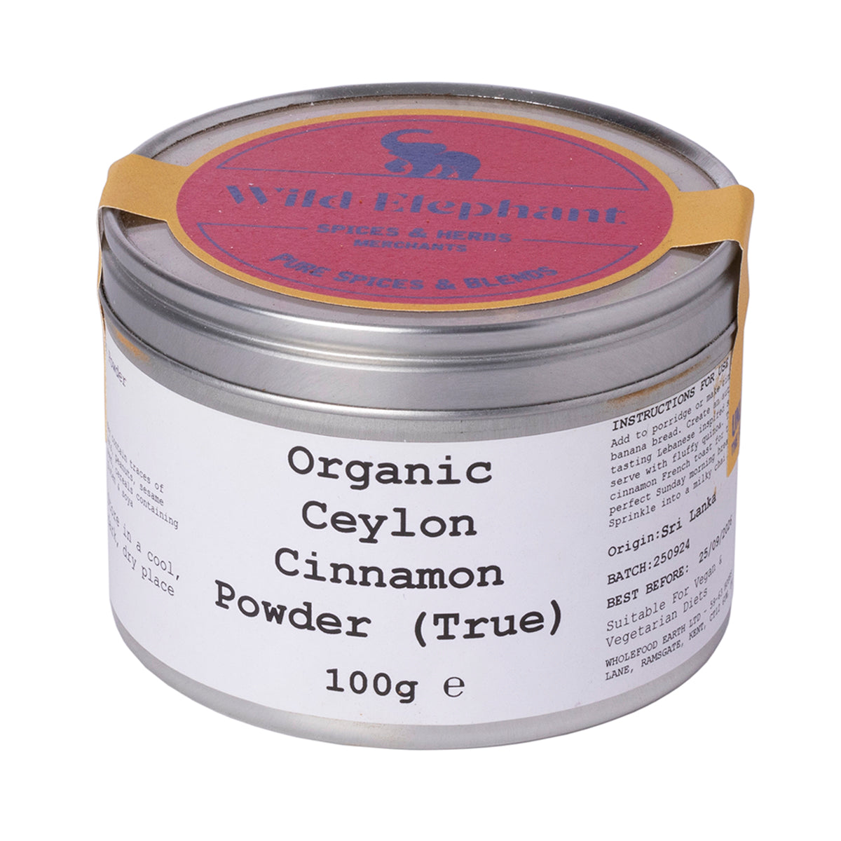 Bio Ceylon Zimtpulver (Echter Zimt) - Wild Elephant - 100g