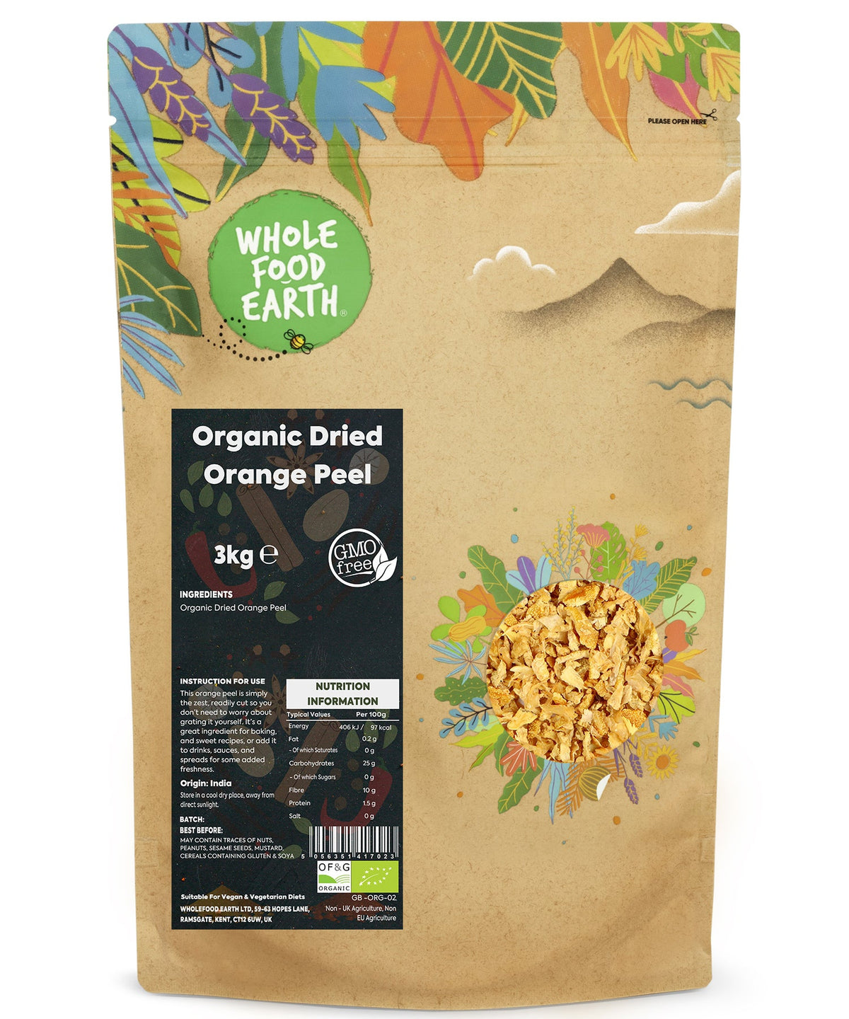 Piel de naranja orgánica