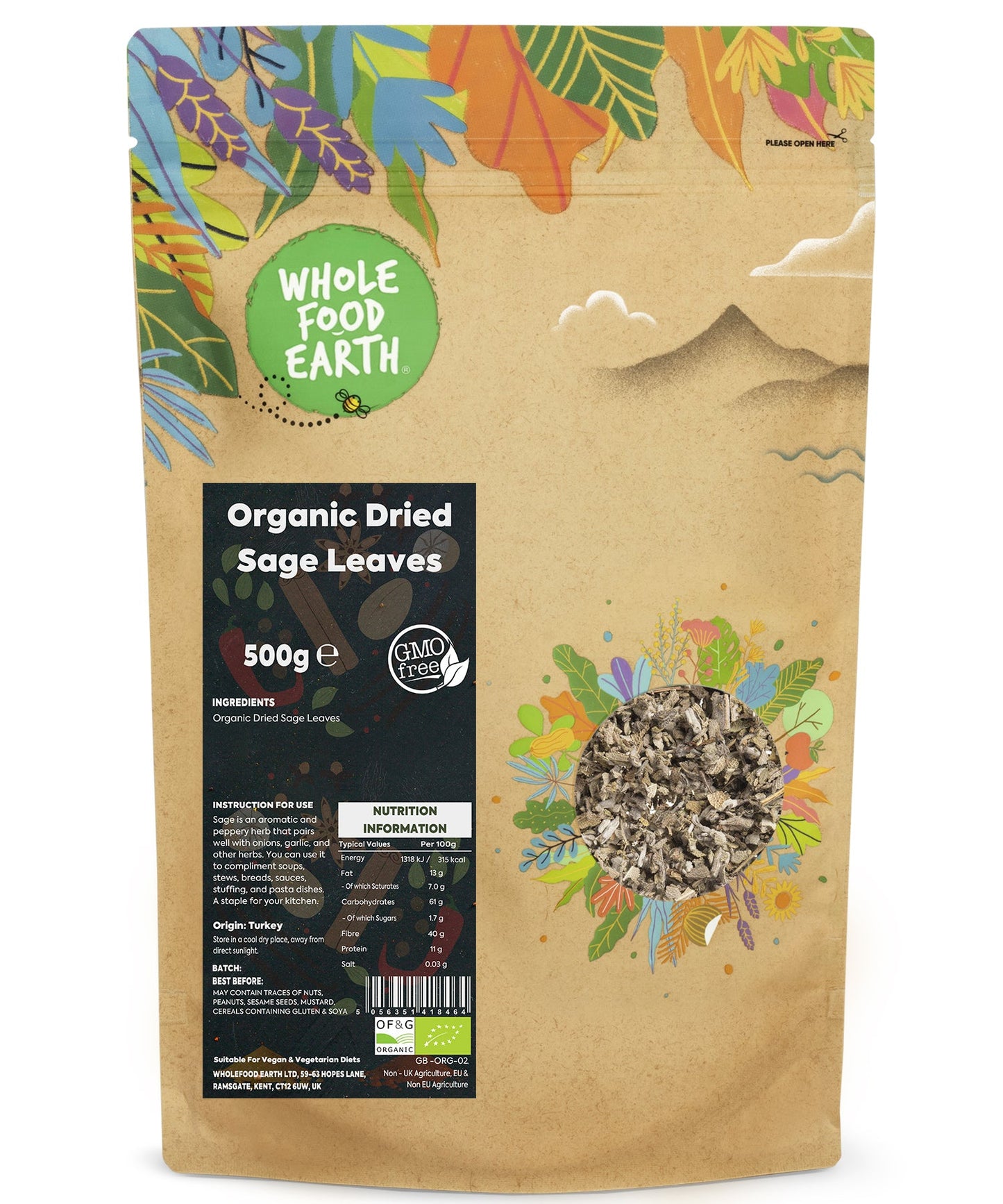Organic Sage - Premium Dried Sage Leaves | Whole Food Earth