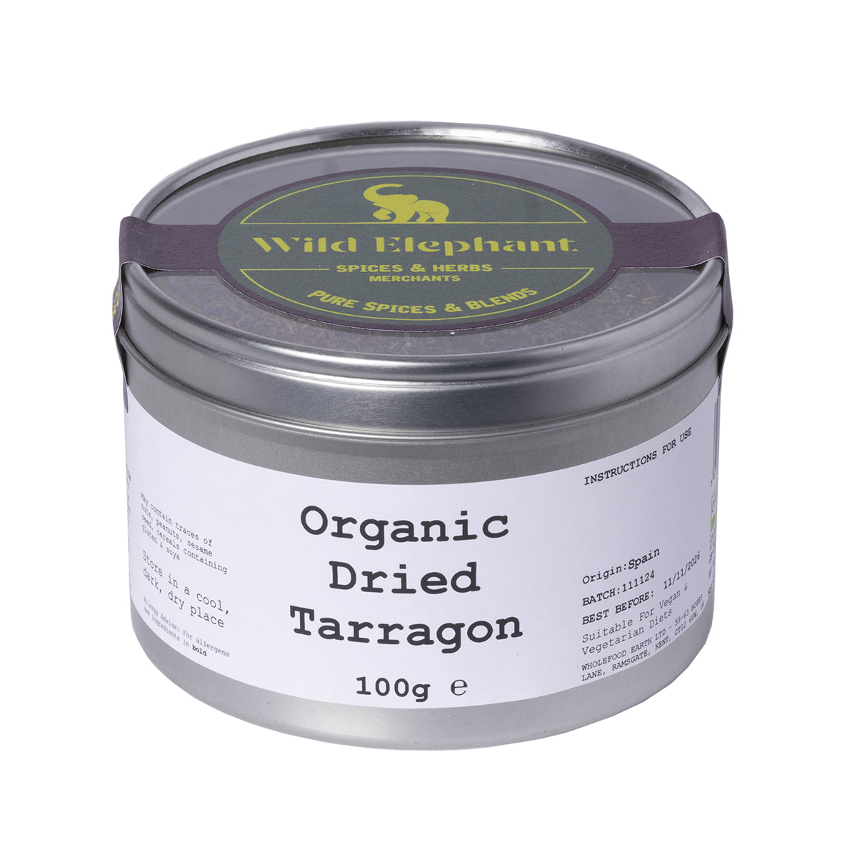 Estragón Seco Orgánico - Wild Elephant - 100g