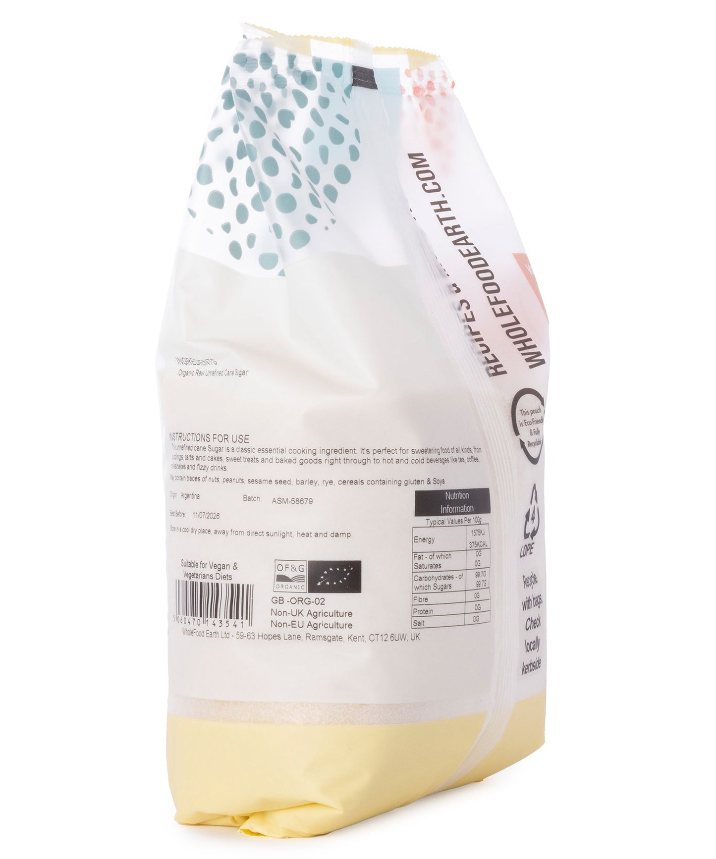 Organic Golden Cane Sugar | Raw Unrefined | Vegan | Resealable Pouch