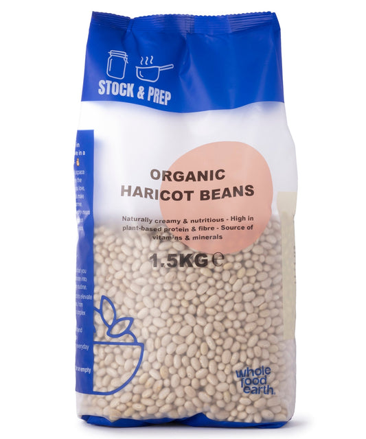 Organic Haricot Beans 1.5kg - Stock & Prep Bulk Dried White Beans