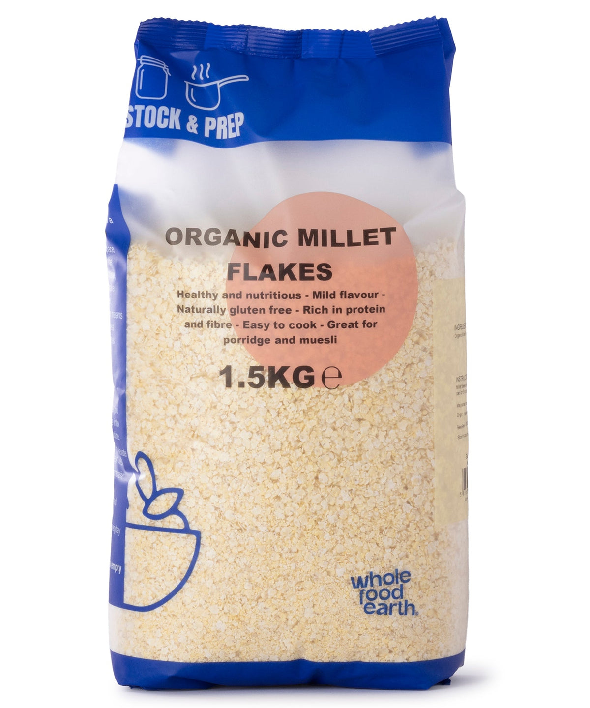 Whole Food Earth Organic Millet Flakes 1.5kg - Gluten Free, No Additives