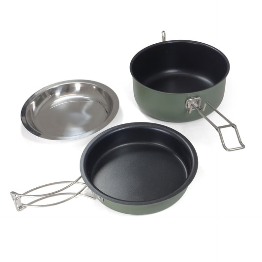 Origin Outdoors Snap-Pack Aluminium Camping Cooking Set – 3-Piece Non-Stick