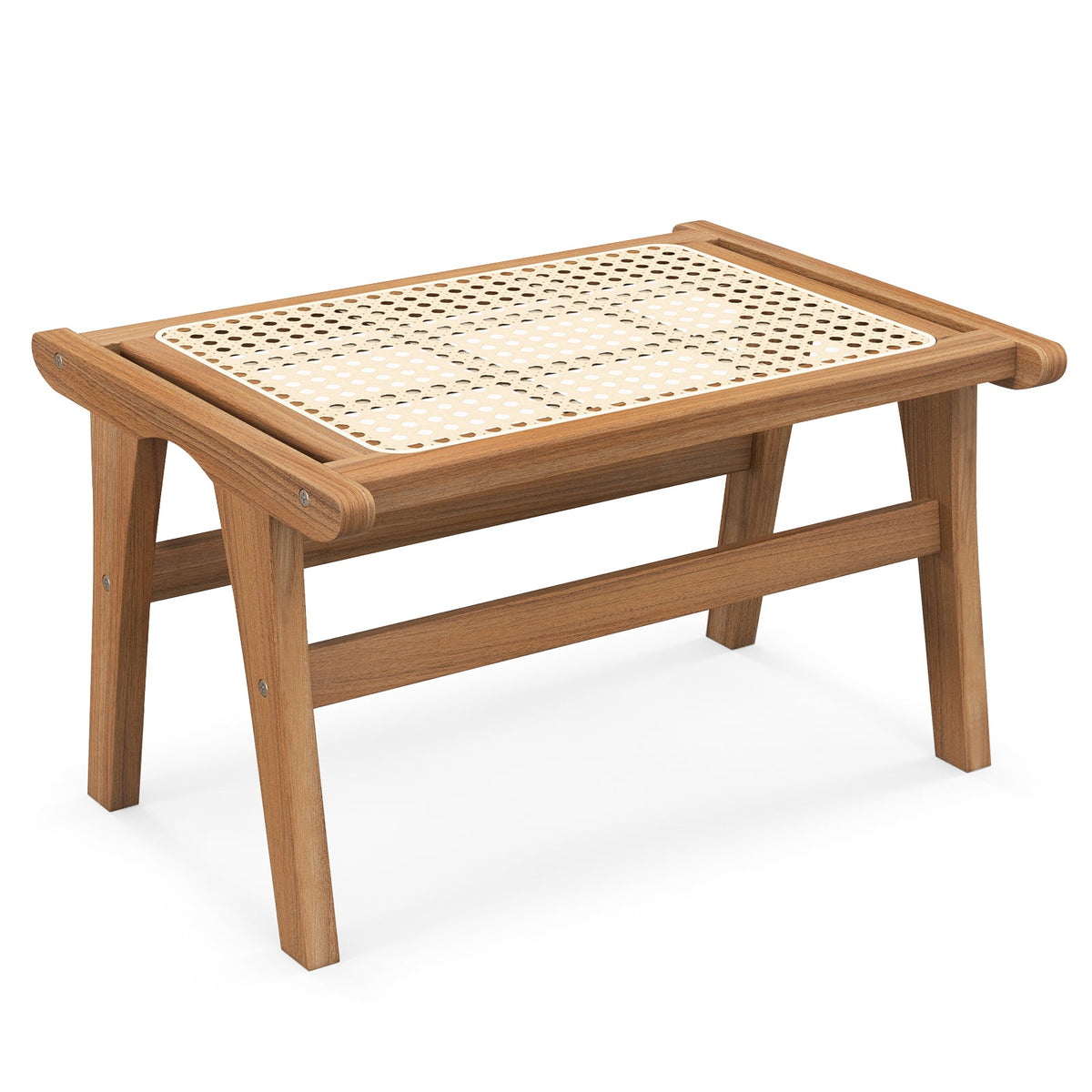 Ottoman Footstool Natural Teak Wooden Foot Rest