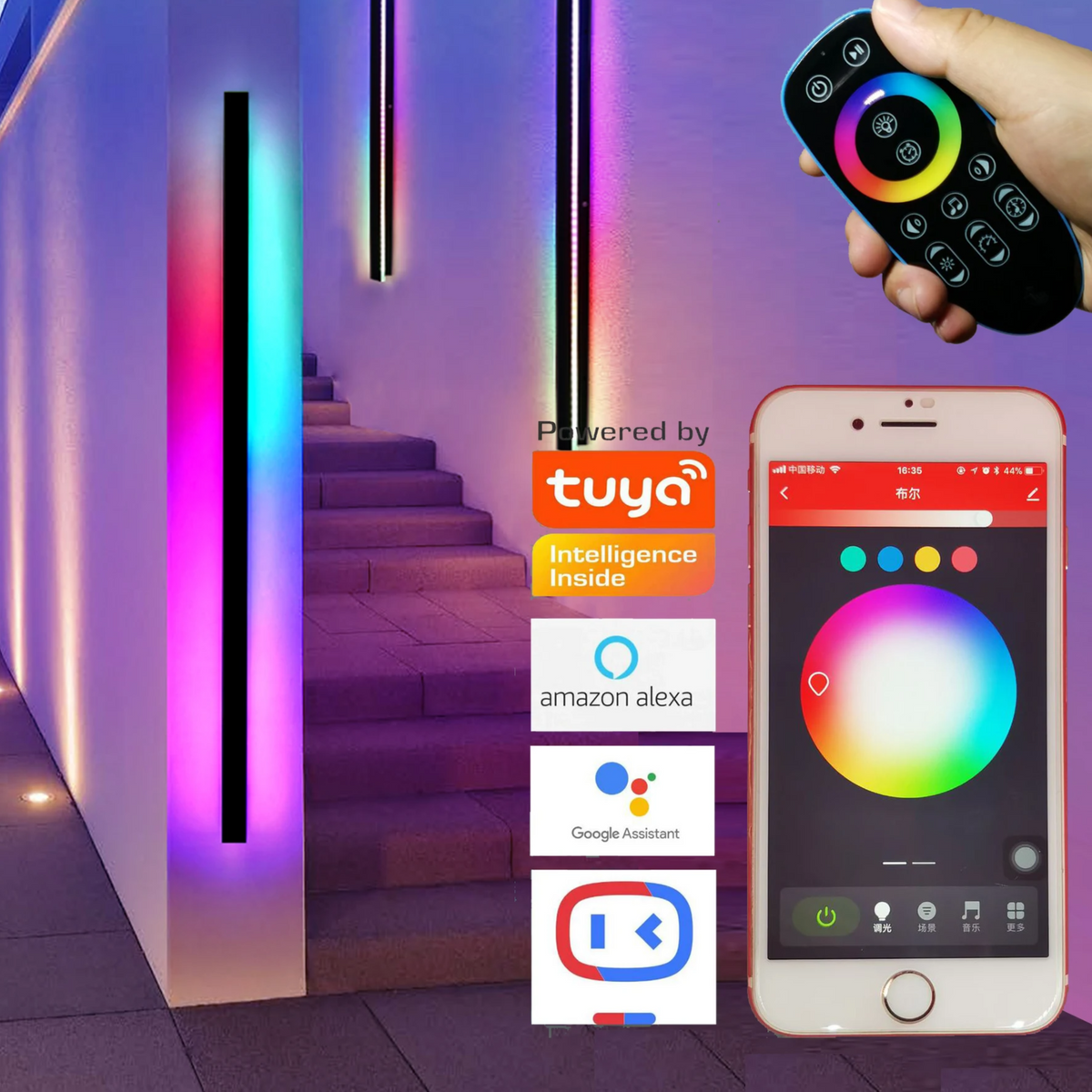 Smart Outdoor Wall Light - Colourful Remote-Controlled Porch & Patio Lamp