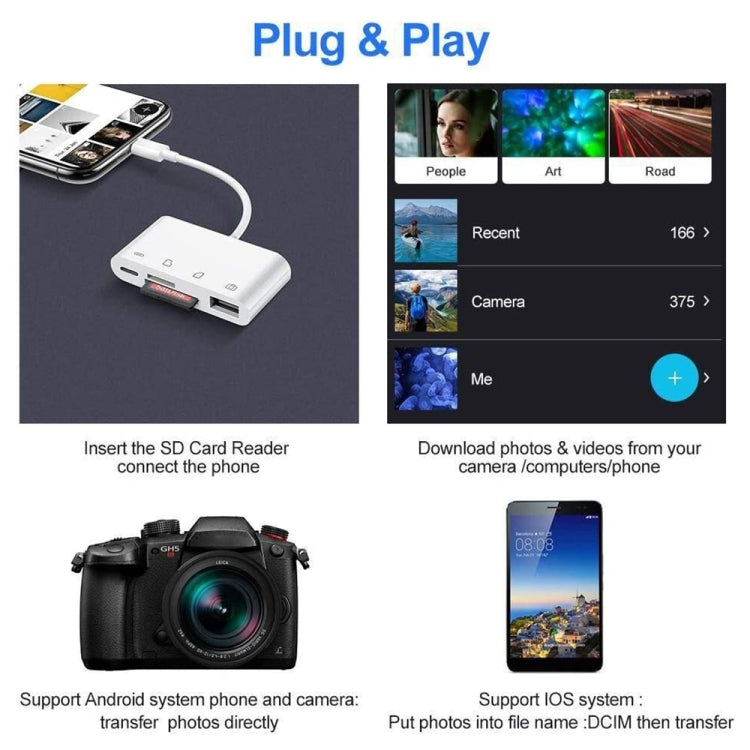 Concentrador de lector de tarjetas USB-C 4 en 1 NK108LTC - Adaptador SD/TF/USB