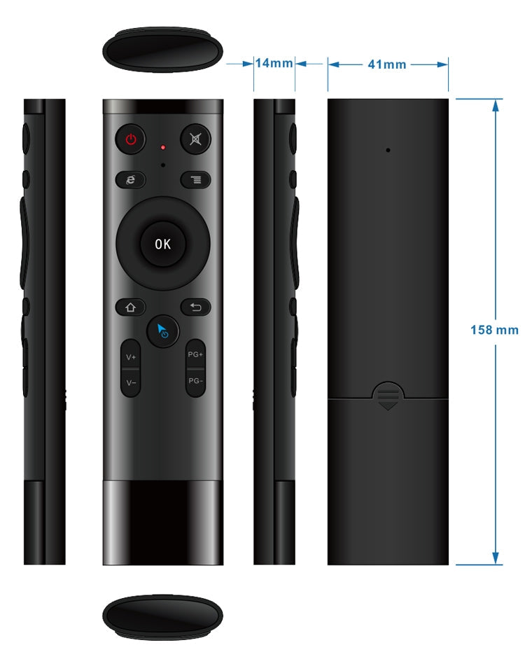 Q5 2.4G RF 3D Mando a distancia universal con sensor de movimiento de moda de ratón de aire cepillado