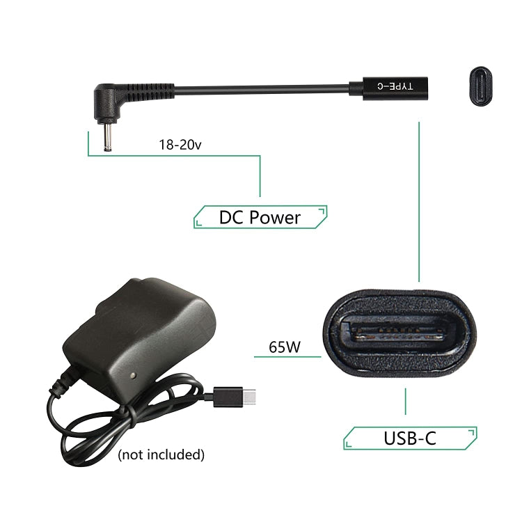 USB-C / Type-C auf 4.0 x 1.35mm Stromadapter-Ladekabel, 4.0 x 1.35mm