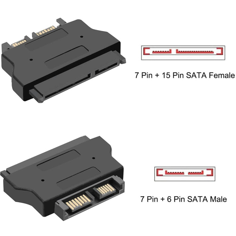 SATA 22 Pin Buchse auf SLIMLINE SATA 13 Pin Stecker Adapter, SATA 22 Pin Buchse auf SATA 13 Pin