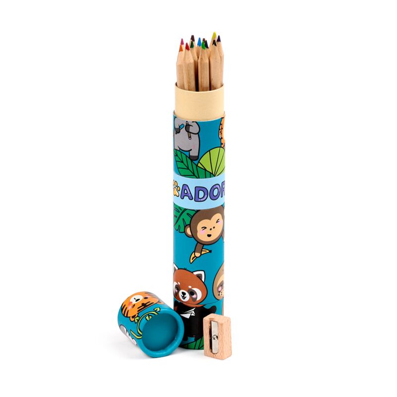 Large Colouring Pencil Tube & Sharpener - Adoramals Wild
